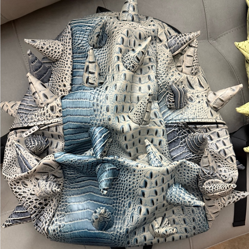 Spiked Blue and Gray Kids Dinosaur Backpack